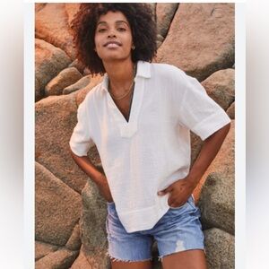 Faherty Dream Cotton Gauze Wren Top Size M